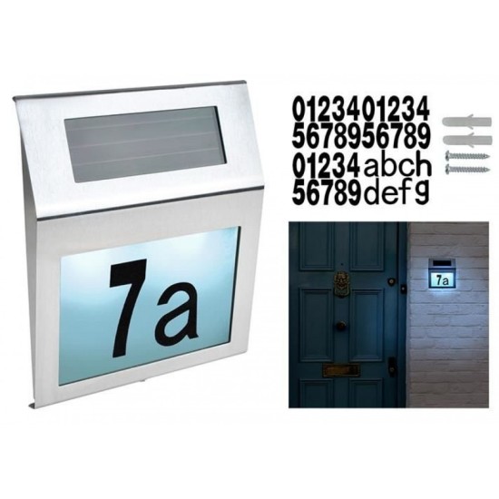 Επιτοίχιο Ηλιακό Φωτιστικό Αριθμού Οικίας με Φωτοκύτταρο 18x20x2.8 cm 00006783