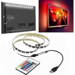 Αδιάβροχη ταινία LED με τηλεχειριστήριο SMD5050 USB (5V) RGB 2x50cm