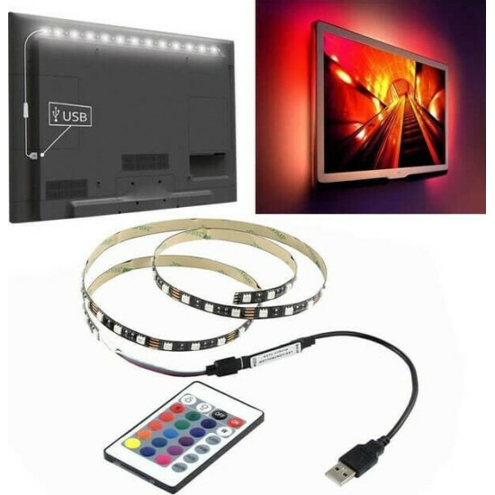 Αδιάβροχη ταινία LED με τηλεχειριστήριο SMD5050 USB (5V) RGB 2x50cm Αδιάβροχη ταινία LED με τηλεχειριστήριο SMD5050 USB (5V) RGB 2x50cm