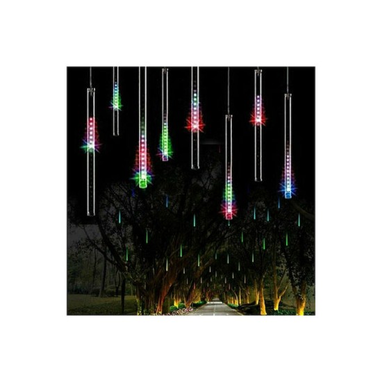 8 Χριστουγεννιάτικα Λαμπάκια LED Πολύχρωμα 2.5μ x 50εκ τύπου Μετεωρίτης