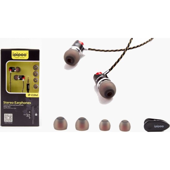 Handsfree iPiPoo by Awei iP-I10vi Black με κορδόνι Handsfree iPiPoo by Awei iP-I10vi Black με κορδόνι