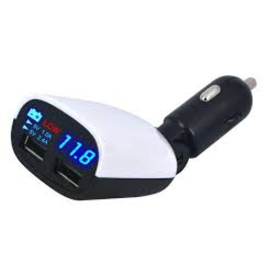 Dual USB Universal Car Charger 3.4A With LED Volt Tester