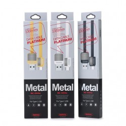REMAX Metal RC-044a Καλώδια δεδομένων Πλατίνα για TYPE-C USB 1000 mm