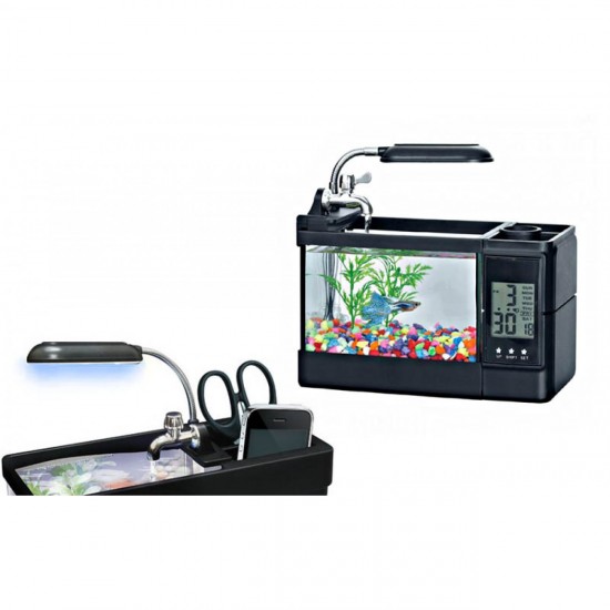 Ενυδρείο - μολυβοθήκη με ρολόι για το γραφείο Jeneca TG-03 - 1.5L