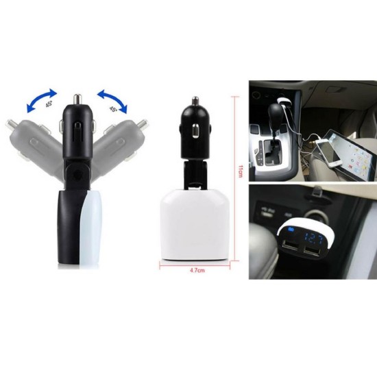 Dual USB Universal Car Charger 3.4A With LED Volt Tester