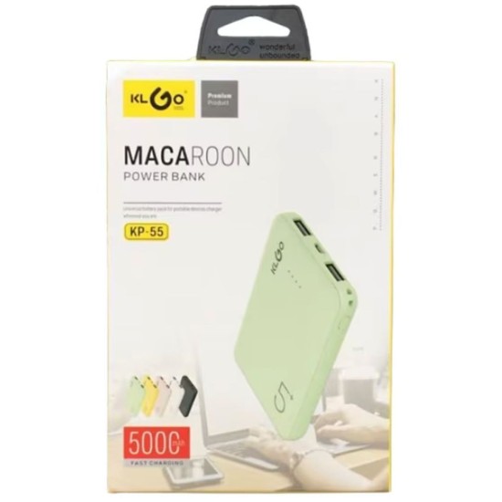 KLGO KP-55 Power Bank 5000mAh με 2 Θύρες USB-A Πράσινο KLGO KP-55 Power Bank 5000mAh με 2 Θύρες USB-A Πράσινο