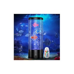 LED Επιτραπέζιο Επαναφορτιζόμενο Φωτιστικό USB με Ενυδρείο και Τηλεκοντρόλ για Εναλλαγή RGB Φωτισμού BH1004 Μαύρο