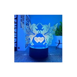 Διακοσμητικό Τρισδιάστατο 3D LED Φωτιστικό Μονόκεροι με Καρδούλες
