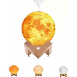 Ανάγλυφο Φωτιστικό Αφής & Ιονιστής 3D Moon Lamp LED σε Λευκό Χρώμα