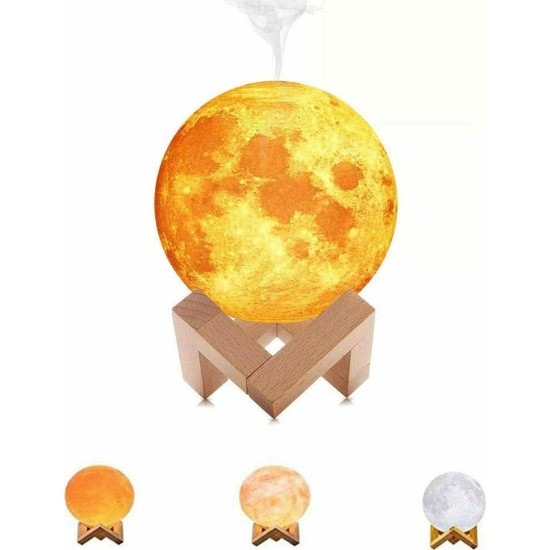 Ανάγλυφο Φωτιστικό Αφής & Ιονιστής 3D Moon Lamp LED σε Λευκό Χρώμα Ανάγλυφο Φωτιστικό Αφής & Ιονιστής 3D Moon Lamp LED σε Λευκό Χρώμα