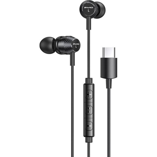 Handsfree Ακουστικά Awei TC-5 για Type-C (Μαύρο) 1.2M COD Handsfree Ακουστικά Awei TC-5 για Type-C (Μαύρο) 1.2M COD
