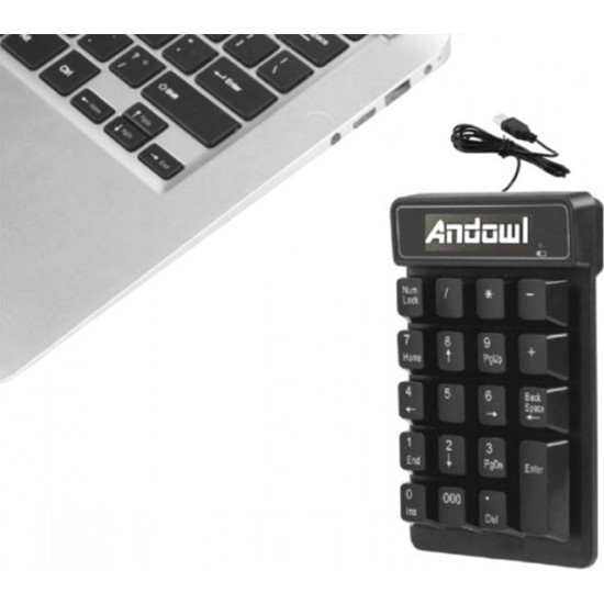 ΑΡΗΘΜΗΤΙΚΟ ΠΛΗΚΤΡΟΛΟΓΙΟ ANDOWL Q-813 - ΜΑΥΡΟ