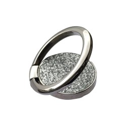 Oem Pop Socket Ring Stand Glitter Holder Για Smartphone Ασημί