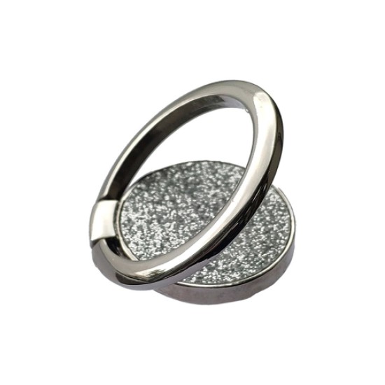Oem Pop Socket Ring Stand Glitter Holder Για Smartphone Ασημί