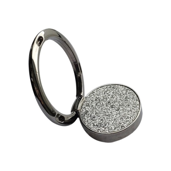 Oem Pop Socket Ring Stand Glitter Holder Για Smartphone Ασημί