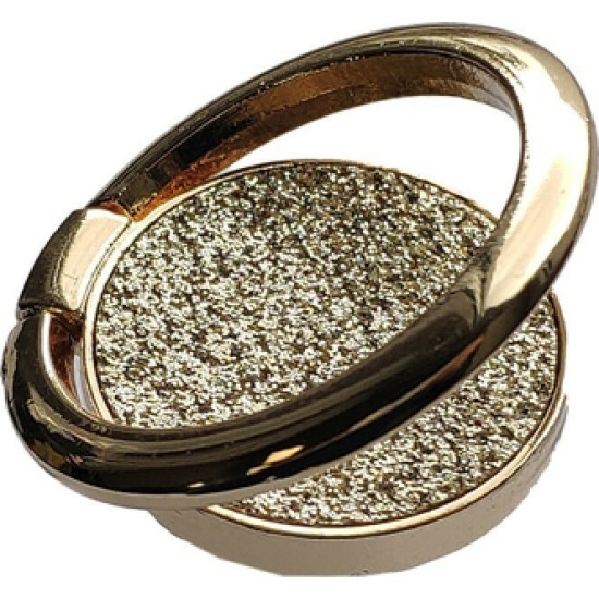 Oem Pop Socket Ring Stand Glitter Holder Για Smartphone Χρυσό