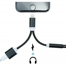 Forever 2in1 lightning+audio adapter black bulk