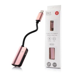 Adapter MY032 Lightning to Lightning / Jack 3,5mm 2A Max - Rose Gold