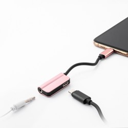 Adapter MY032 Lightning to Lightning / Jack 3,5mm 2A Max - Rose Gold