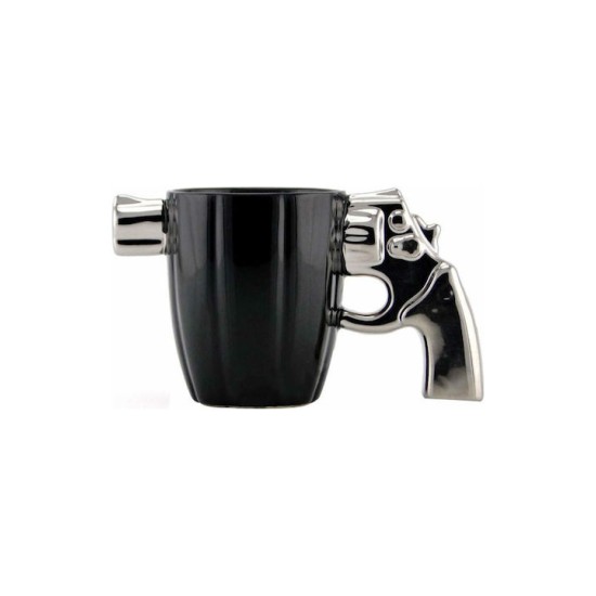 Revolver Κούπα Κεραμική Μαύρο-Ασημί 350ml