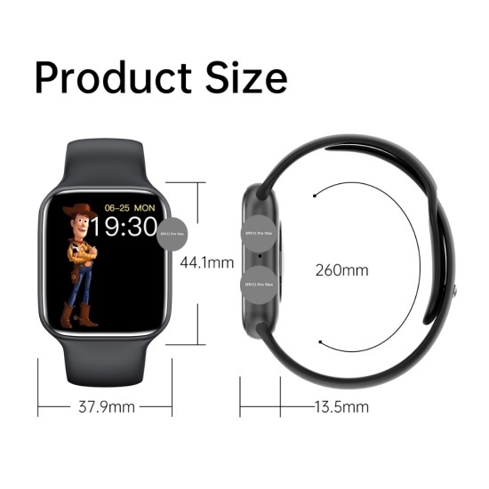 Smartwatch WearFit HW22 Pro Black 45mm Magnetic Navy Blue HW22 Series 6 Smart Watch Full Screen, 44MM, Men / Women, Split Screen, Bluetooth HD Call, Play Music, Sport Wrist Included Sensors (black)