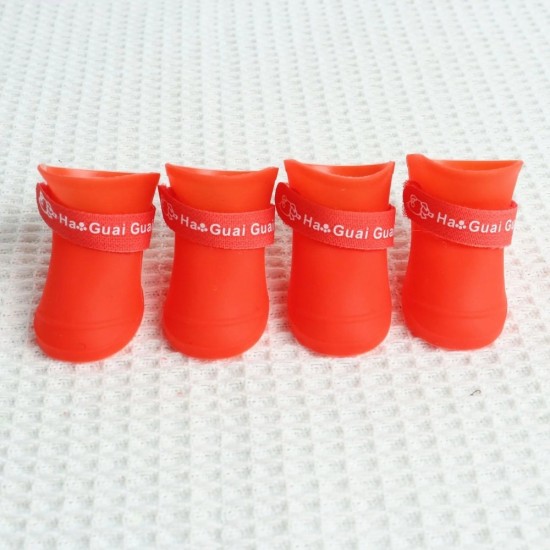 Nunbell Dog Αδιάβροχα Παπουτσάκια Σκύλου – Σετ 4 Τεμαχίων Medium Κόκκινο