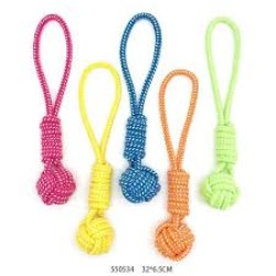 Nunbell Παιχνίδι Κατοικίδιου απο Σχοινί Με Μπαλάκι Και Λαβή 36cm 