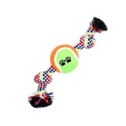 Nunbell Παιχνίδι Κατοικίδιου απο Σχοινί Με Μπαλάκι Τένις 30cm Πορτοκαλί-Πράσινο