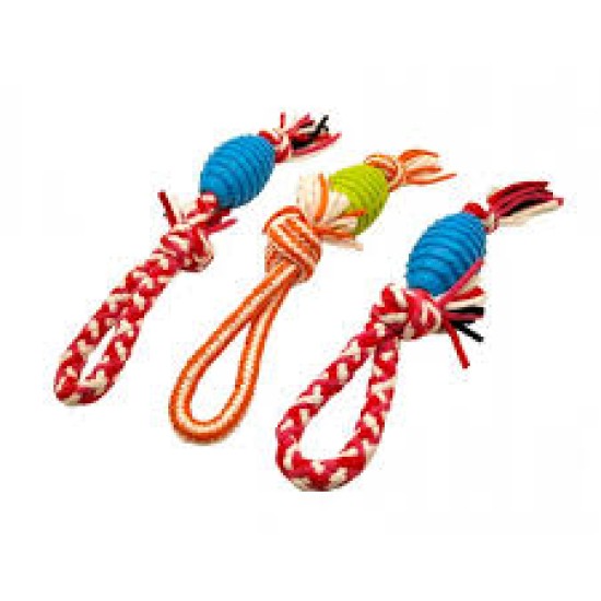 Παιχνίδι Σκύλου Λαστιχένια Μπάλα Με Κορδέλα 9,5cm