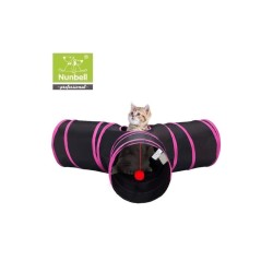 Πτυσσόμενο Τούνελ Παιχνίδι Γάτας με 3 Εισόδους Nunbell  Ροζ