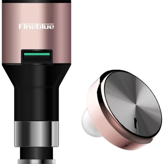 Fineblue Φορτιστής αυτοκινήτου με bluetooth ακουστικό F458 ROSE GOLD
