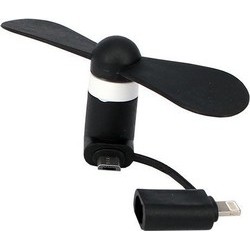Μινι Ανεμιστηρακι GNG Με Υποδοχη Micro Usb & Lightning Μαυρο