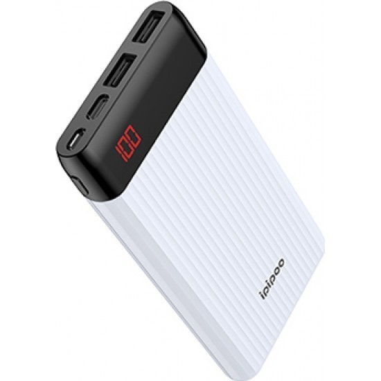 Power Bank 10000mAh με 2 Θύρες USB-A Ipipoo LP-15 Λευκό