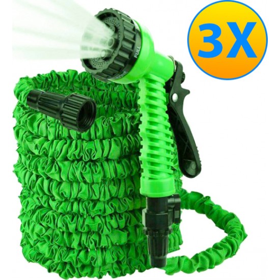 Magic Hose Επεκτεινόμενο Λάστιχο Κήπου & Βεράντας 30m με Πιστόλι & Πλαστικά Ρακόρ Πράσινο
