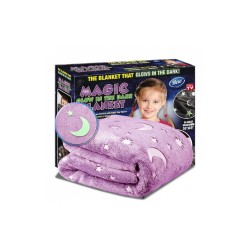 Παιδική Κουβέρτα Fleece που Φωσφορίζει 150x200cm με Λαμπερά Φωσφορίζοντα Σχέδια - Childrens Glow Blanket - Μώβ