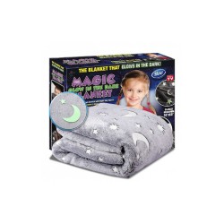 Κουβέρτα Fleece Αστέρια 120x150εκ. Φωσφορίζουσα Γκρι