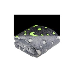 Κουβέρτα Fleece Αστέρια 120x150εκ. Φωσφορίζουσα Γκρι
