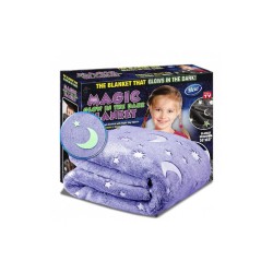 Παιδική Κουβέρτα Fleece που Φωσφορίζει 150x120cm με Λαμπερά Φωσφορίζοντα Σχέδια - Childrens Glow Blanket - Μπλέ