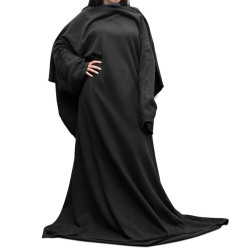 Κουβέρτα Fleece Βελούδινη Με Μανίκια Και Κουκούλα Ultra Plush Huggle Hoodie 170x90εκ Μαύρο