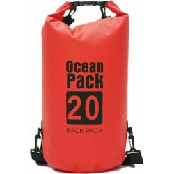Αδιάβροχος Αεροστεγής Σάκος  20L Ocean Pack Κόκκινoς με Λουρί που Επιπλέει στο Νερό
