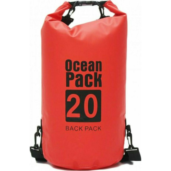 Αδιάβροχος Αεροστεγής Σάκος 20L Ocean Pack Κόκκινoς με Λουρί που Επιπλέει στο Νερό Αδιάβροχος Αεροστεγής Σάκος 20L Ocean Pack Κόκκινoς με Λουρί που Επιπλέει στο Νερό