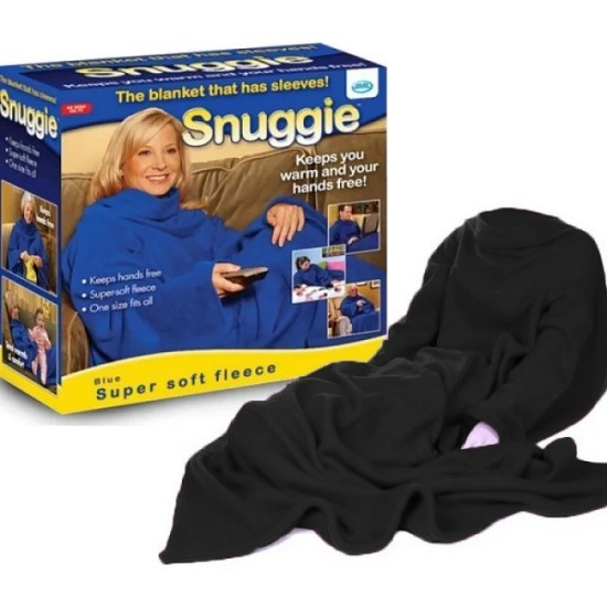 Κουβέρτα με μανίκια Fleece  Snuggle Super Soft Μαύρο