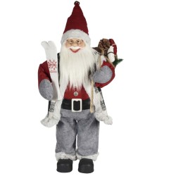 Άγιος Βασίλης Αληθοφανής Γκρι & Χιονοπέδιλα Σκι 30cm Xmasfest 1133509