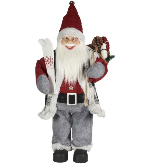 Άγιος Βασίλης Αληθοφανής Γκρι & Χιονοπέδιλα Σκι 30cm Xmasfest 1133509