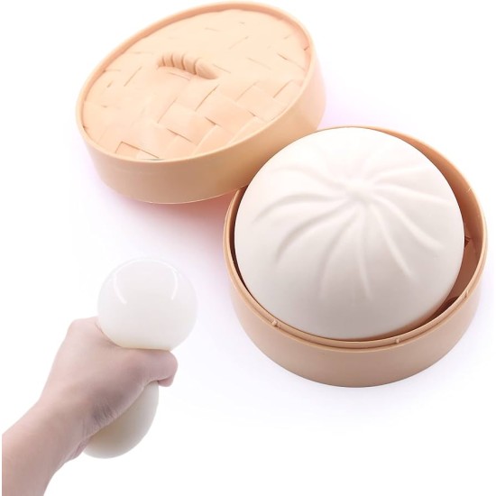 Dumpling Bun Smile Squishy Fidget Toys Soft Sensory Κρεμ XL 9εκ.