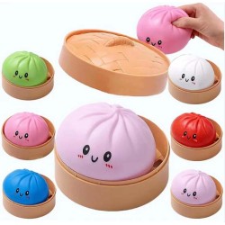 Dumpling Bun Smile Squishy Fidget Toys Soft Sensory Pink