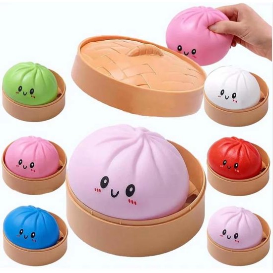 Dumpling Bun Smile Squishy Fidget Toys Soft Sensory Pink