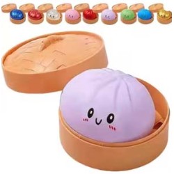 Dumpling Bun Smile Squishy Fidget Toys Soft Sensory Purple