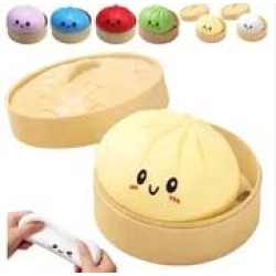 Dumpling Bun Smile Squishy Fidget Toys Soft Sensory Yellow