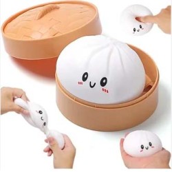 Dumpling Bun Smile Squishy Fidget Toys Soft Sensory White 